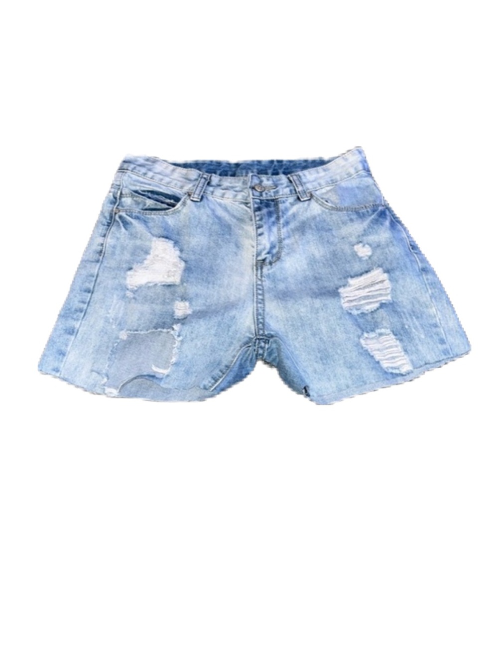 Light Blue Distressed Denim Women's Shorts Size 28